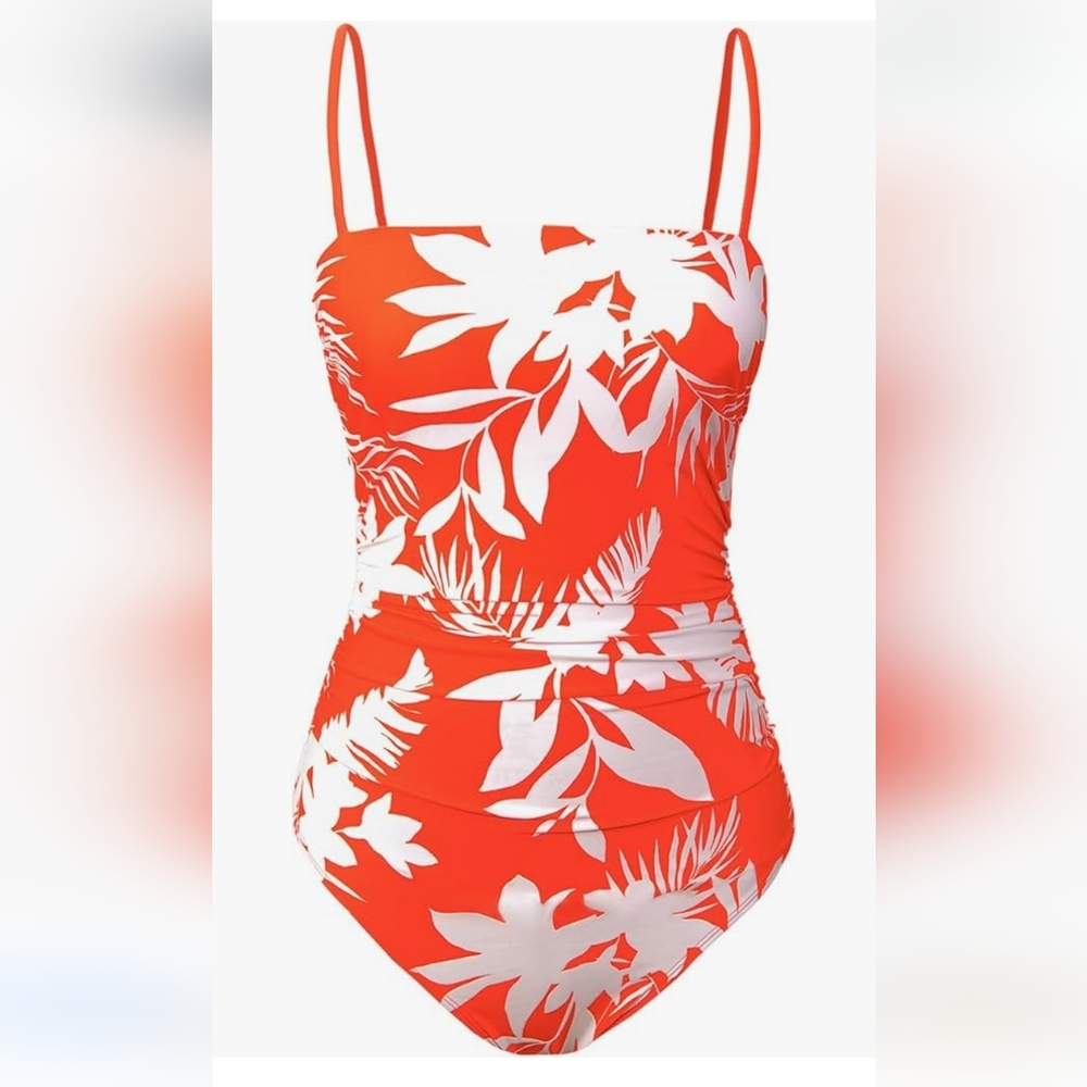 Bathing Suit Square Neck Cutout Back Tummy Control with Adjustabable straps sz L - Picture 4 of 8